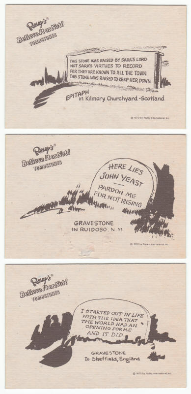 1970 Fleer Ripleys Believe It Or Not Trading Cards