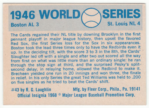 1970 Fleer 1946 World Series Baseball Card #43