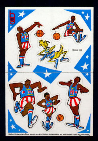 1970 Harlem Globetrotters CBS TV Cereal Premium Sticker Sheet front