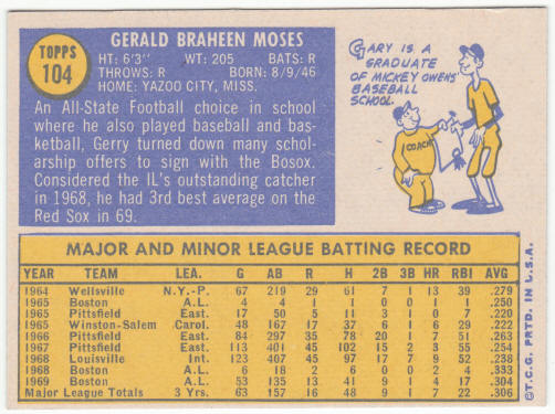 1970 Topps Baseball #104 Gerry Moses
