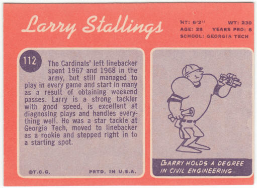 1970 Topps Football #112 Larry Stallings