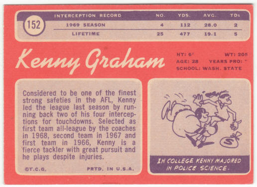 1970 Topps Football #152 Kenny Graham