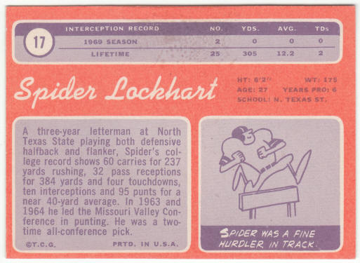 1970 Topps Football #17 Spider Lockhart