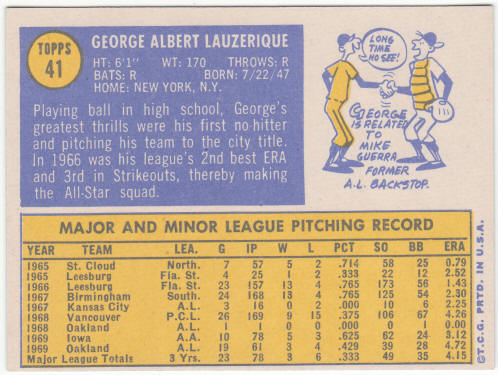 1970 Topps Baseball #41 George Lauzerique