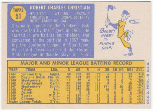 1970 Topps Baseball #51 Bob Christian