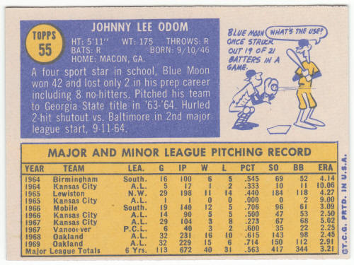 1970 Topps Baseball #55 John Odom