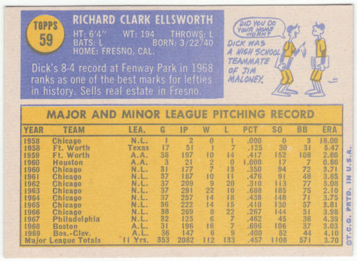 1970 Topps Baseball #59 Dick Ellsworth