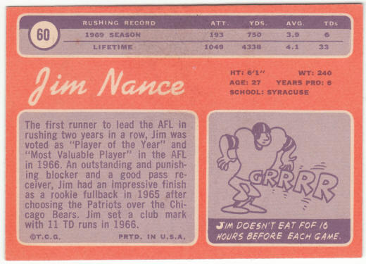 1970 Topps Football #60 Jim Nance