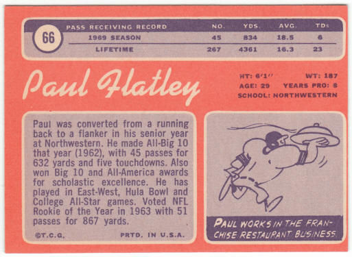 1970 Topps Football #66 Paul Flatley