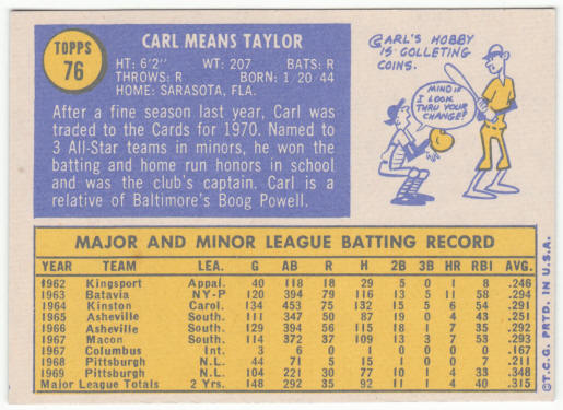 1970 Topps Baseball #76 Carl Taylor