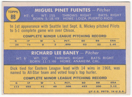 1970 Topps Baseball #88 Pilots Rookies Card