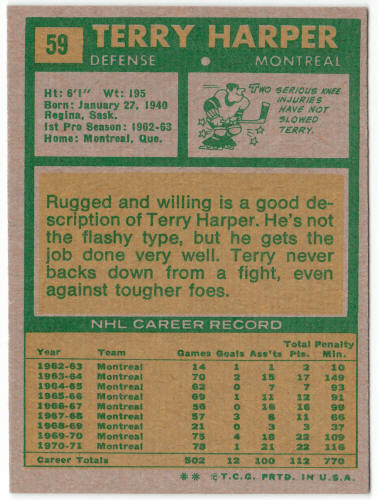 1971-72 Topps Hockey #59 Terry Harper