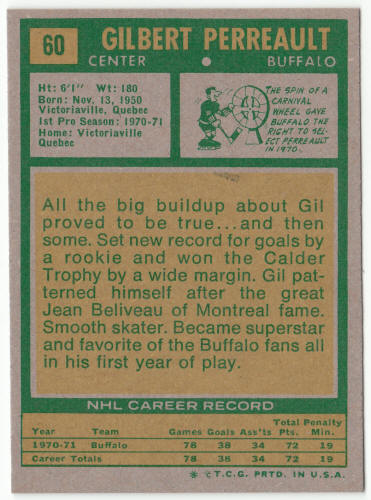 1971-72 Topps #60 Gil Perreault back