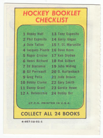 1971-72 Topps Hockey Booklet Alex Delvecchio #12