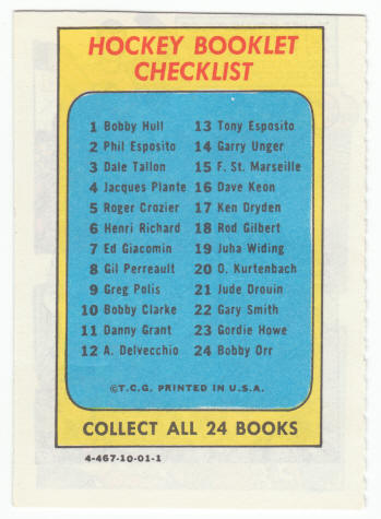 1971-72 Topps Hockey Booklet Tony Esposito #13