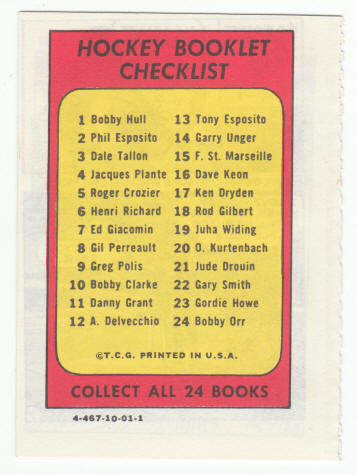 1971-72 Topps Hockey Booklet Frank St Marseille #15