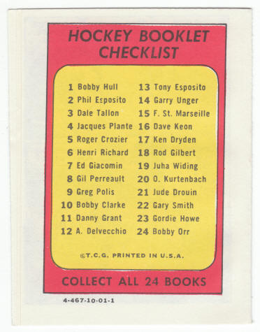 1971-72 Topps Hockey Booklet Dale Tallon #3