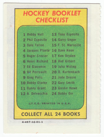 1971-72 Topps Hockey Booklet Jacques Plante #4