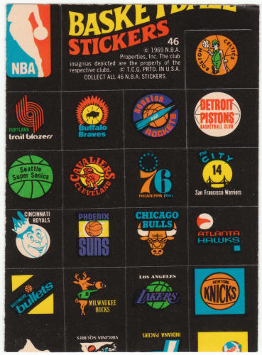 1971-72 Topps Basketball Trios Insert Stickers #46