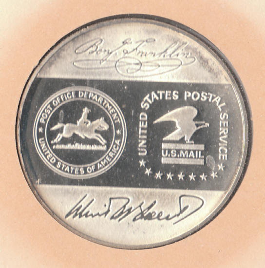 In Commemoration Of The Inauguration Of The USPS Silver Medal reverse