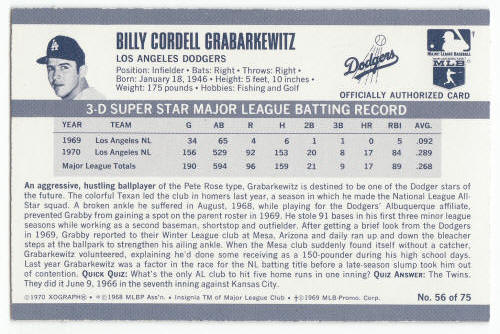 1971 Kelloggs 3D Bill Grabarkewitz #56 back