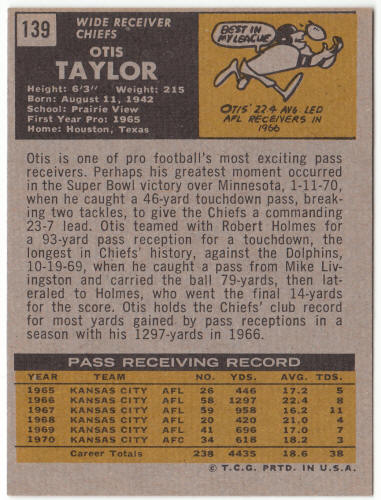 1971 Topps Football #139 Otis Taylor