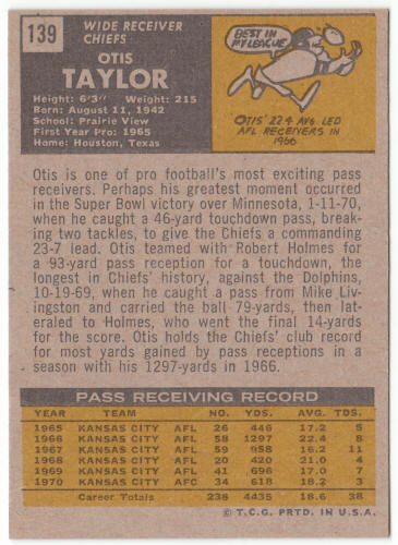 1971 Topps Football #139 Otis Taylor