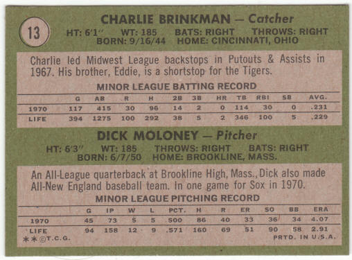 1971 Topps Baseball #13 Chicago White Sox Rookies Card