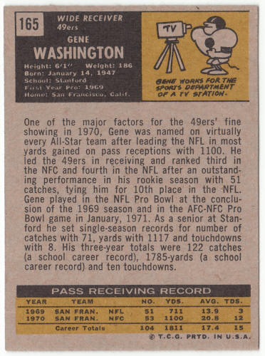 1971 Topps Football #165 Gene Washington