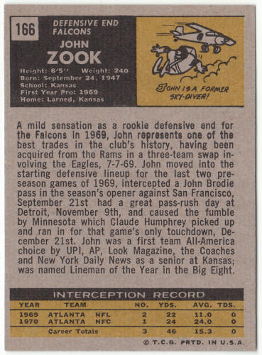 1971 Topps Football #166 John Zook
