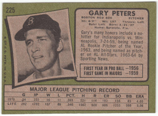 1971 Topps Baseball #225 Gary Peters