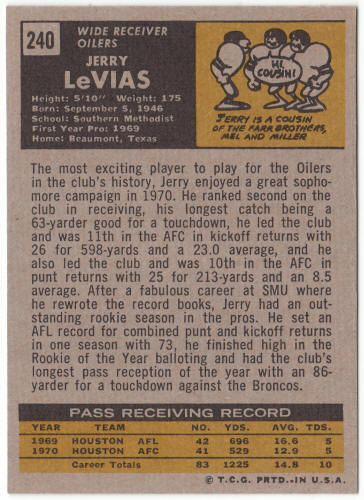 1971 Topps Football #240 Jerry LeVias