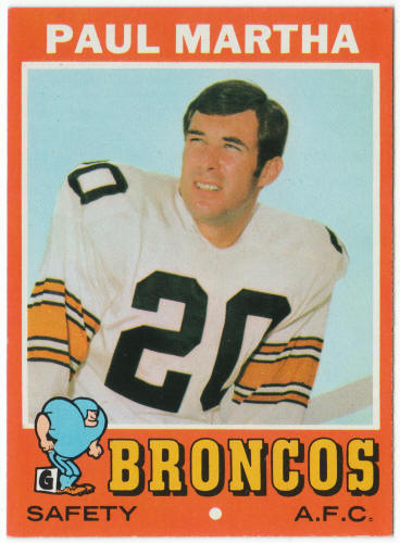 1971 Topps Football #38 Paul Martha