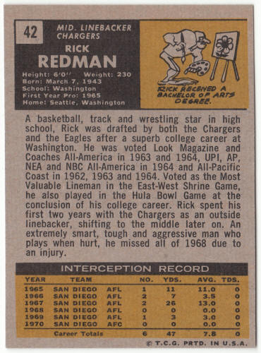 1971 Topps Football #42 Rick Redman