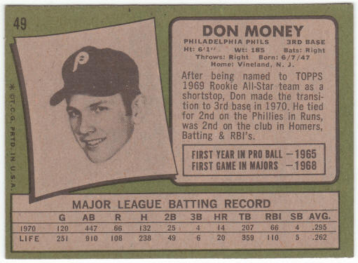 1971 Topps Baseball #49 Don Money