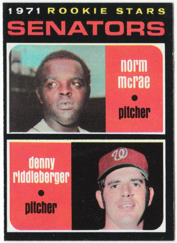 1971 Topps Baseball #93 Senators Rookies Norm McRae Denny Riddleberger