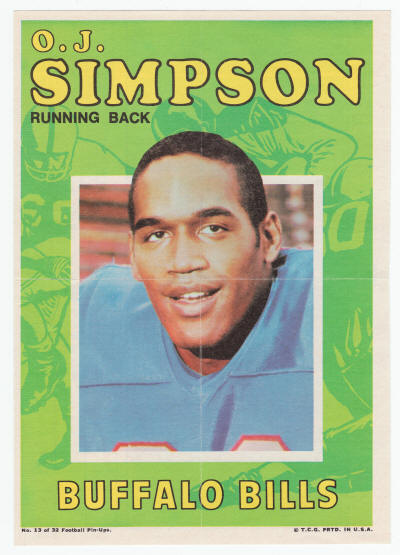 1971 Topps Insert Poster OJ Simpson #13