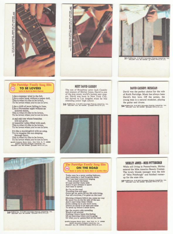 1972 A&BC Partridge Family Cards