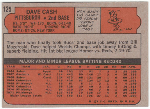 1972 Topps Baseball #125 Dave Cash