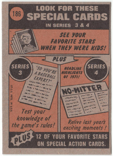 1972 Topps Baseball #186 Ron Bryant In Action