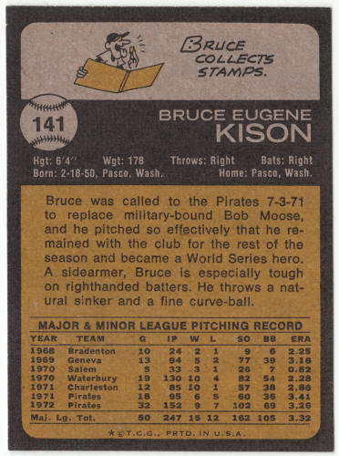 1973 Topps Baseball #141 Bruce Kison