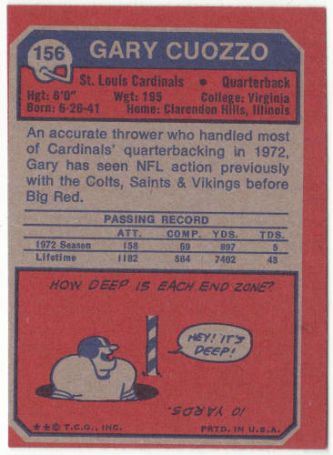 1973 Topps Football #156 Gary Cuozzo