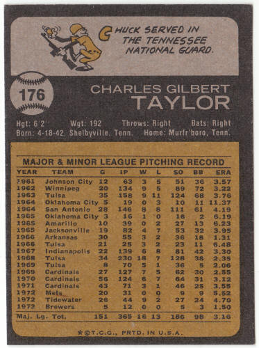 1973 Topps Baseball #176 Chuck Taylor
