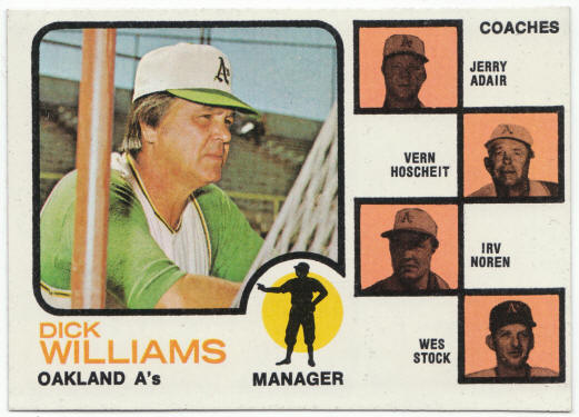 1973 Topps Baseball #179 Dick Williams MG