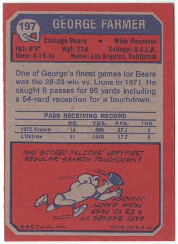 1973 Topps Football #197 George Farmer