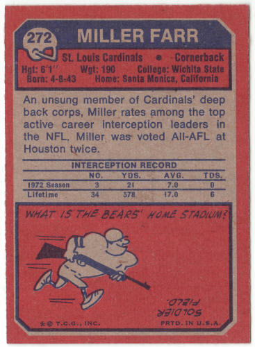 1973 Topps Football #272 Miller Farr