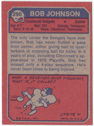 1973 Topps Football #290 Bob Johnson