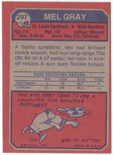 1973 Topps Football #297 Mel Gray