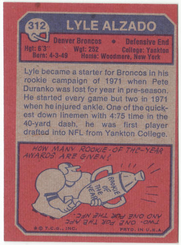 1973 Topps Football #312 Lyle Alzado