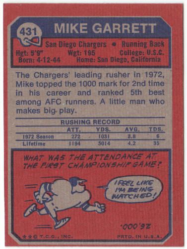 1973 Topps Football #431 Mike Garrett
